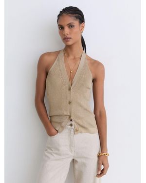 Reiss Metallic Rib-Knit Waistcoat
