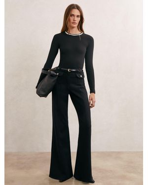 Reiss Cotton Rib Tipped Long-Sleeve T-Shirt - Blue