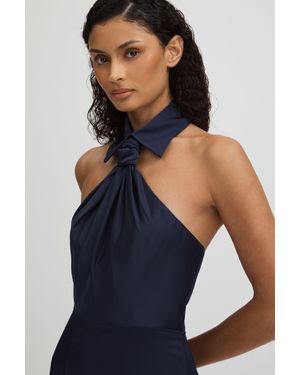 Halston Halter Neck Maxi Dress - Blue