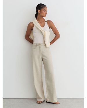 Reiss Wide-Leg Jeans With Hemp - Natural