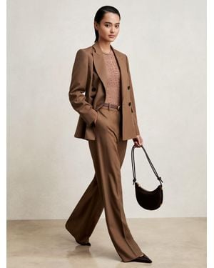Reiss Petite Wool Blend Double Breasted Suit Blazer - Natural