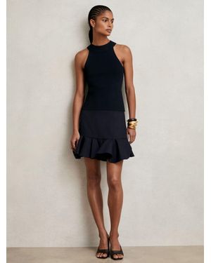 Reiss Ruffle-Hem Mini Skirt - Blue