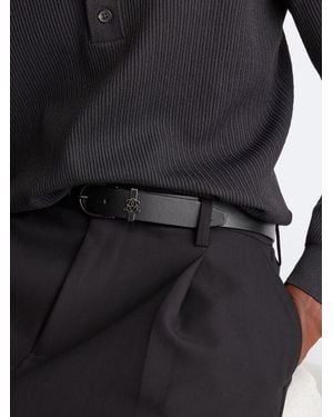 Reiss Frederick - Black Grained-leather Monogram-detail Belt, 38