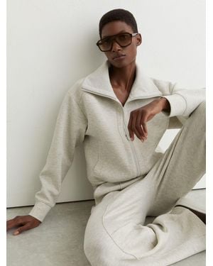 Reiss Premium Interlock Zip-Front Sweatshirt - Natural