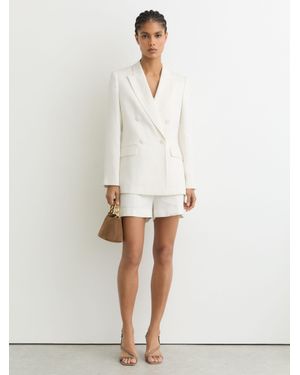 Reiss Alyx - White Linen-blend Tailored Shorts, Us 4