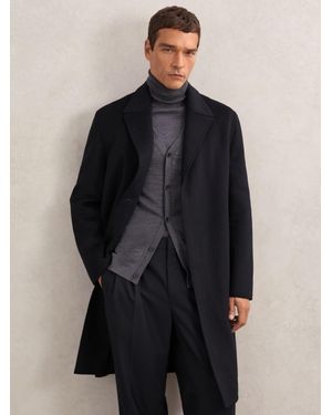 Reiss Squire - Navy Wool-blend Single-breasted Overcoat, M - Blue
