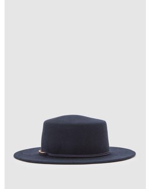 Reiss Lacey - Navy Wool Felt Chain-strap Fedora Hat, Medium-large (us 8-14) - Blue