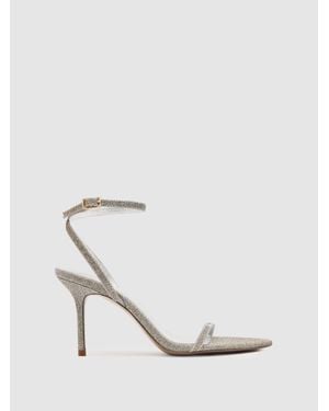 Reiss Charlotte - Silver Strappy Stiletto Sandals, Us 10 (uk 8) - White