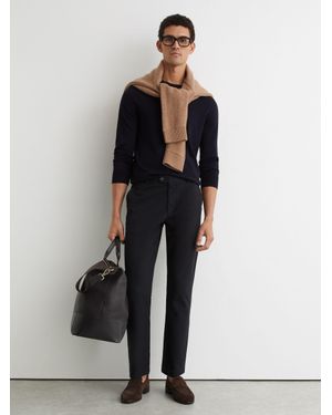 Reiss Cotton Pique Chino Trousers - Black