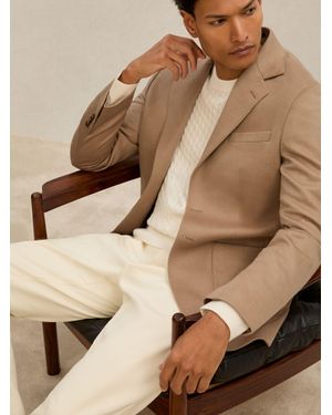 Reiss Atelier Cashmere Single-Breasted Blazer Tailored-Fit - Brown