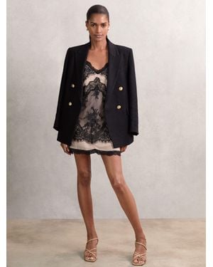 Reiss Pale & Lace Slip Mini Dress - Black
