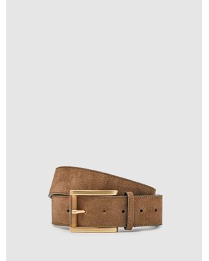 Reiss Suede Square Roller Buckle Belt - Blue