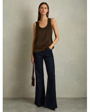 Reiss Ruby - Chocolate Silk-front Cami Top, M - Brown