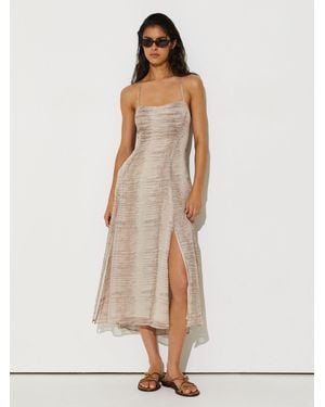 Reiss Eloise - Neutral Snake-print Midi Beach Dress, Us 10 - Natural