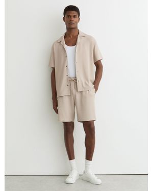 Reiss Textured Drawstring Shorts - Natural
