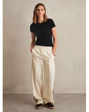 Reiss Petite Side-Stripe Wide-Leg Trousers - Natural