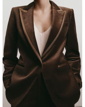 Reiss Velvet Satin-Trim Single-Breasted Suit Blazer - Black