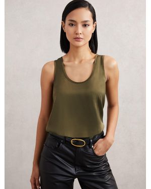 Reiss Silk-Front Cami Top - Green