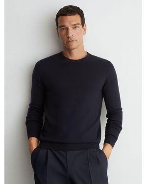 Reiss Wessex - Navy Merino Wool Crew-neck Jumper, Xxl - Blue