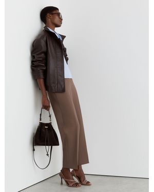 Reiss Rosemary - Taupe Neutral Welt-pocket Tapered Trousers, Us 12 Long - White