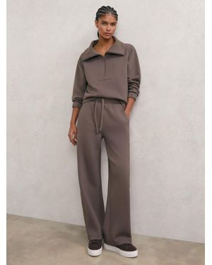 Reiss Laney - Taupe Brown Petite Wide-leg Interlock Drawstring Joggers, Xs - Multicolour