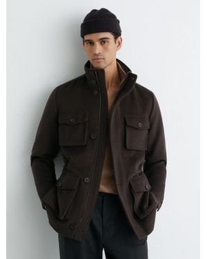 Reiss Wool-Blend Four-Pocket Jacket - Black