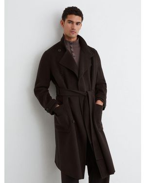 Reiss Wool-Blend Blindseam Belted Overcoat - Black