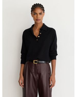 Reiss Wool-Cashmere Half-Button Jumper - Black