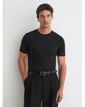 Reiss Brad - Black Air-water Cotton Muscle-fit T-shirt, Xl