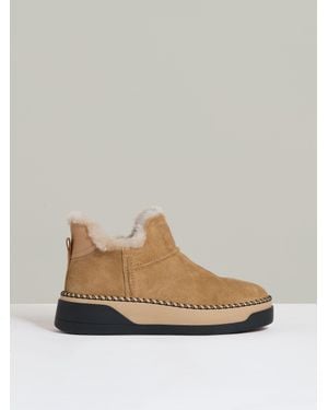Reiss Shearling-Lined Suede Ankle Boots - Natural