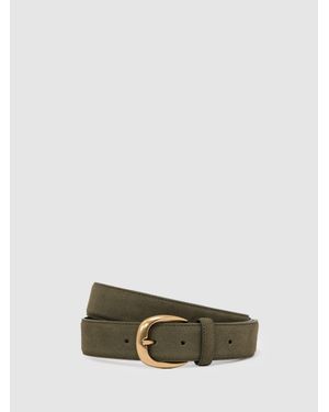 Reiss Pierce Curved-Buckle Belt - Green