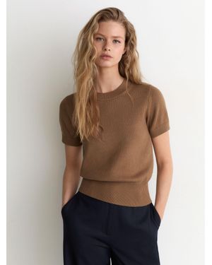 Reiss Cotton And Wool Short-Sleeve Knit Top - Blue