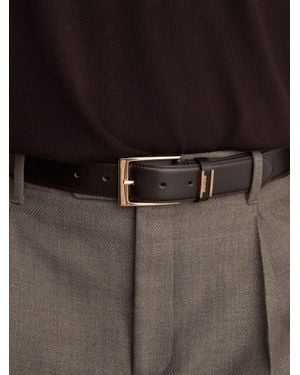 Reiss Leather Logo-Detail Belt - White