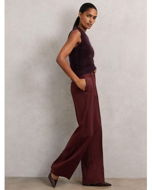 Reiss Wide-Leg Pintuck Trousers - Purple