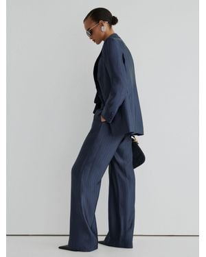 ATELIER Satin Pinstripe Wide-Leg Trousers - Blue