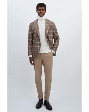 Oscar Jacobson Slim Fit 100% Cotton-Up Trousers - Natural