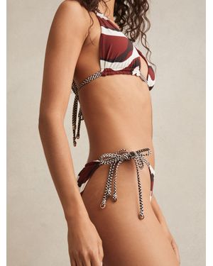 Reiss Rue - Brown/burgundy Chequered-tie Bikini Bottoms, Us 8 - Natural