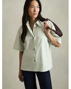 Reiss Jordan - Green Cotton Short-sleeve Shirt, Us 4 - Natural