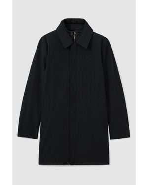 Reiss Logan - Navy Hybrid Removable Funnel Neck Overcoat, S - Blue