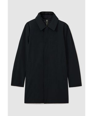 Reiss Logan - Navy Hybrid Removable Funnel Neck Overcoat, S - Blue