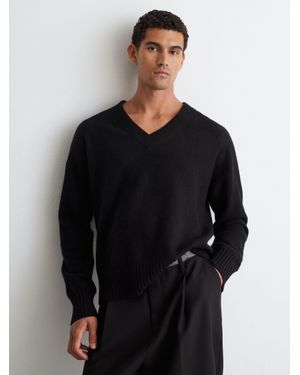 Reiss Wool-Cashmere V-Neck Jumper - Black