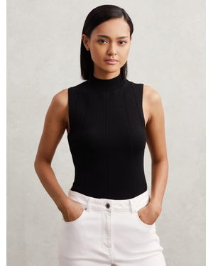 Reiss High Neck Sleeveless Top - Black