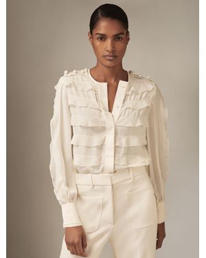 Reiss Royal Ballet Ruffle Blouse - Natural