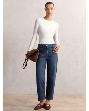 Reiss Marcie - Mid Blue Straight-leg Patch-pocket Jeans, 24w X 33l (uk 24 L)