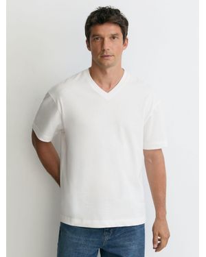 Reiss Cotton V-Neck Relaxed-Fit T-Shirt - White