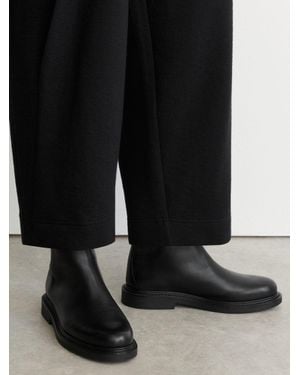 Reiss Leather Flat Ankle Boots - Black