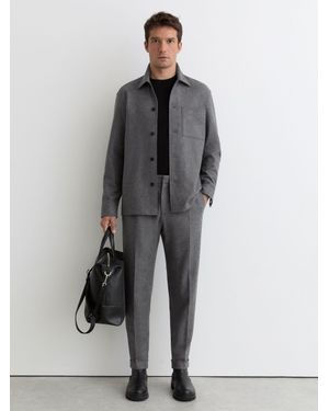 Reiss Cooper - Soft Grey Wool-blend Tapered Cuffed Trousers, 38