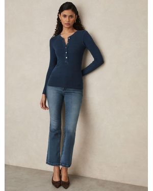 GOOD AMERICAN Cropped Bootcut Jeans - Blue
