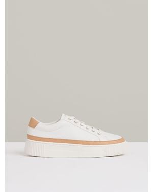 Reiss Leanne Grained Leather Platform Trainers - Natural