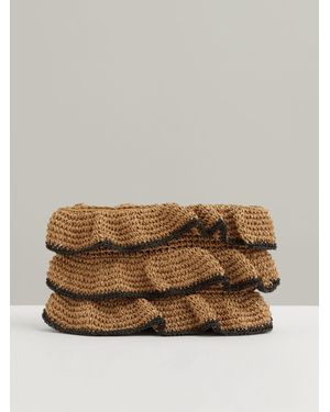 Reiss Raffia Ruffle Clutch Bag - Natural